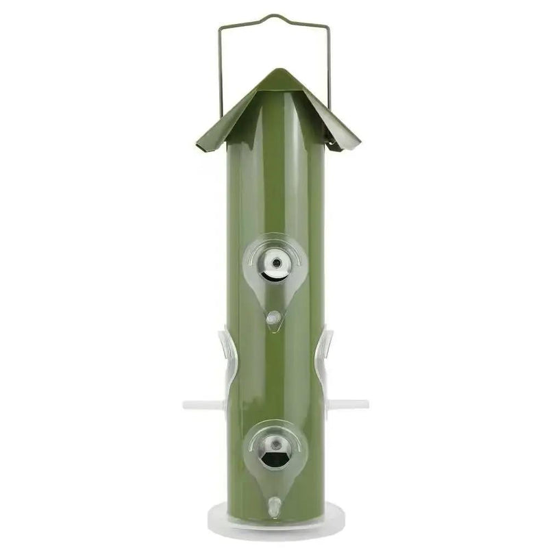Outdoor Patio Garden 6-Perch Olive Green Metal Tube Bird Feeder by HomePacific