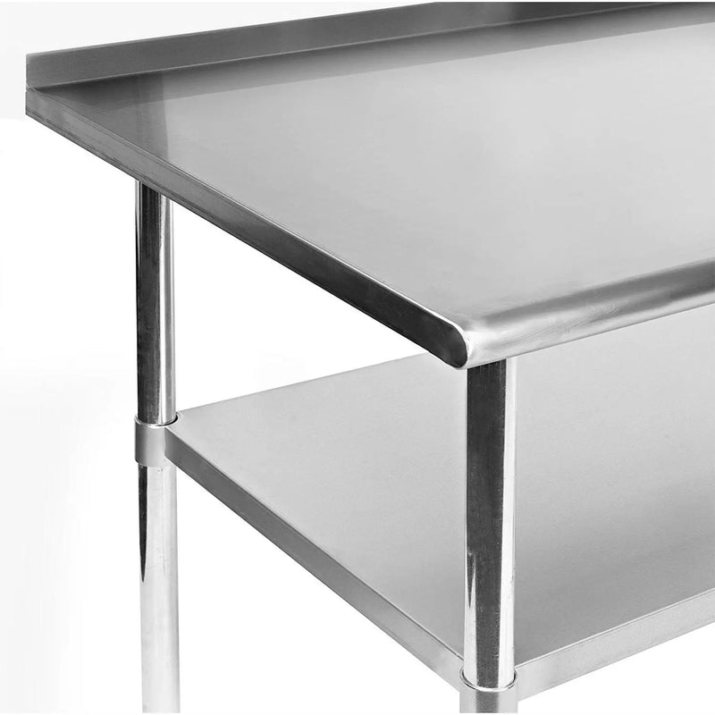 Stainless Steel 72 x 24 inch Kitchen Prep Work Table with Backsplash by HomePacific