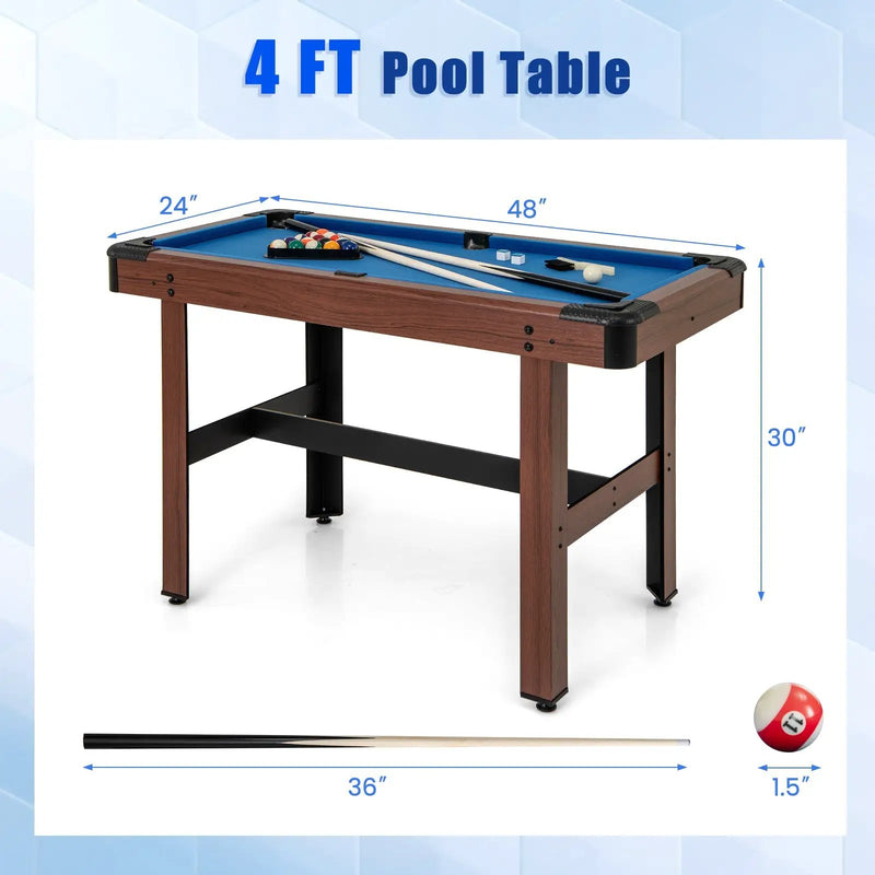 48 Inch Pool Wooden Game Table with Full Set of Ballsfor Kids and Adults by DirectDeals