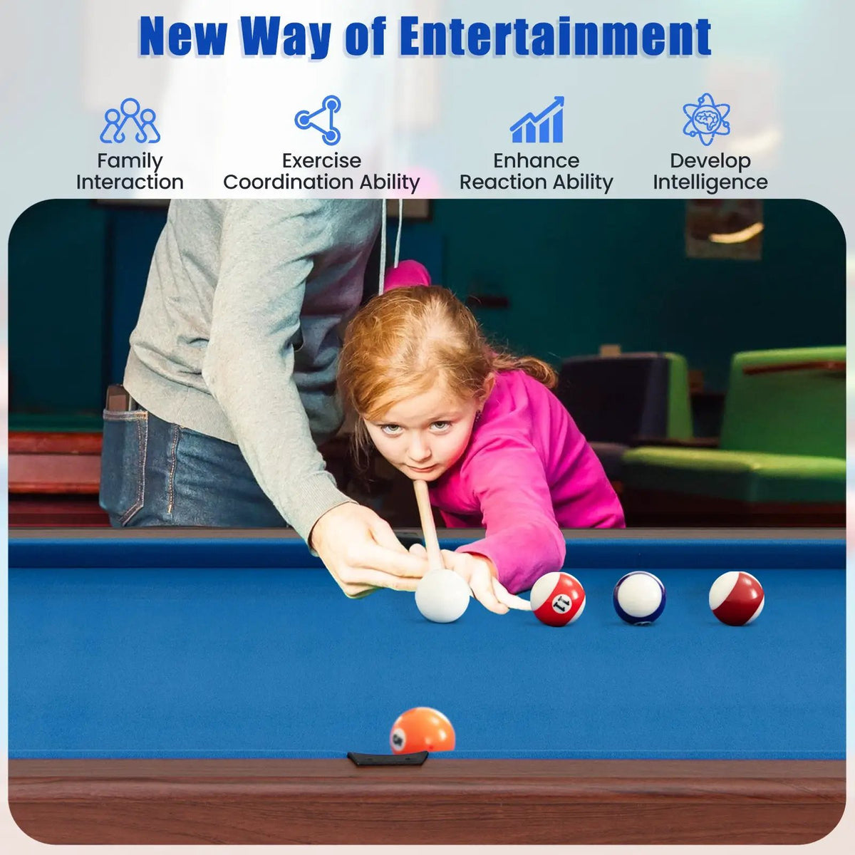 48 Inch Pool Wooden Game Table with Full Set of Ballsfor Kids and Adults, photo 16 of 16