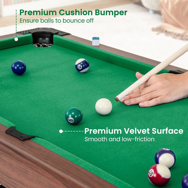 48 Inch Pool Wooden Game Table with Full Set of Ballsfor Kids and Adults by DirectDeals