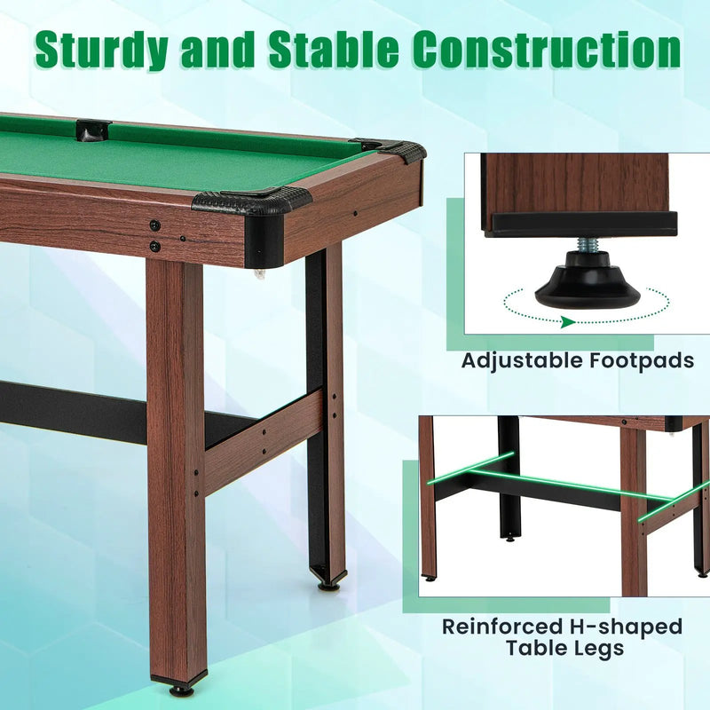 48 Inch Pool Wooden Game Table with Full Set of Ballsfor Kids and Adults by DirectDeals
