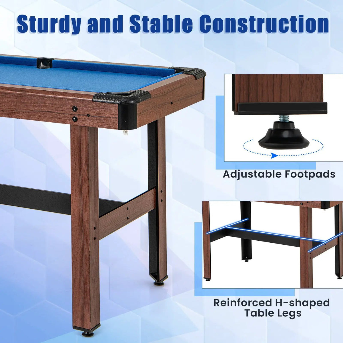 48 Inch Pool Wooden Game Table with Full Set of Ballsfor Kids and Adults, photo 14 of 16