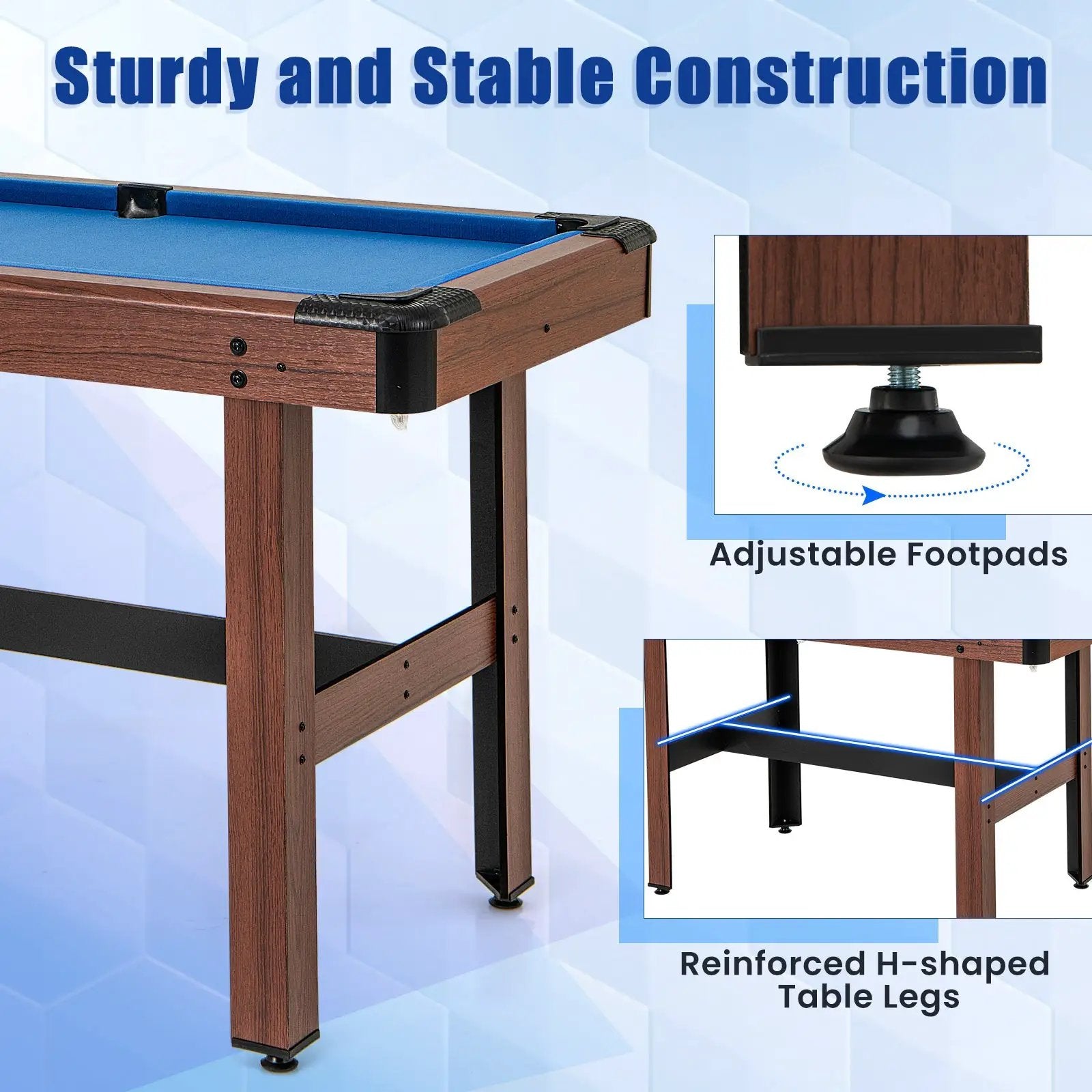 48 Inch Pool Wooden Game Table with Full Set of Ballsfor Kids and Adults by DirectDeals