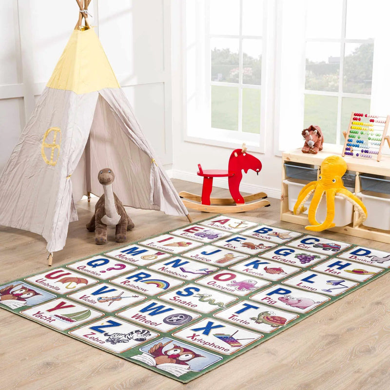Osric Colorful Alphabet Washable Kids Rug - Clearance by Boutique Rugs
