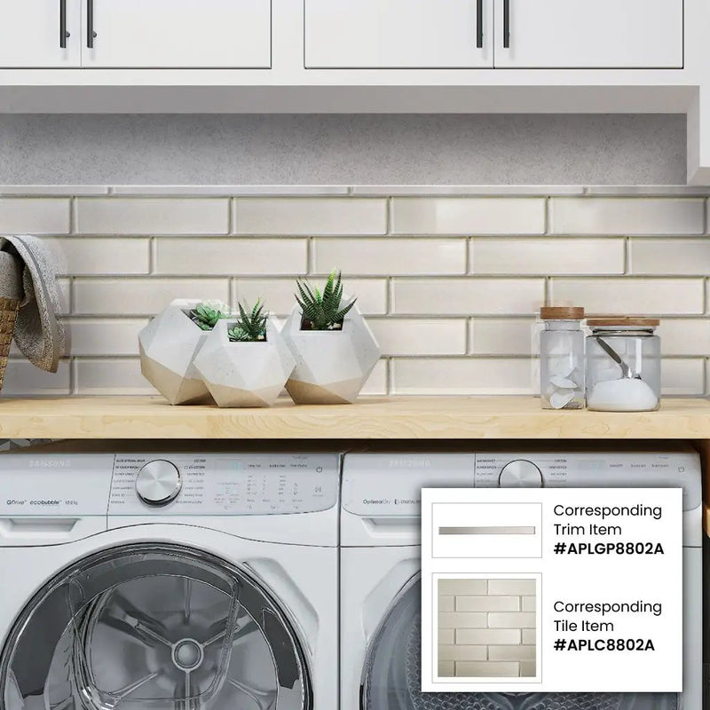 Pearl White 0.5x12 Glossy Glass Pencil Tile Trim (10 pack, 0.5 sq ft/case) by Apollo Tile