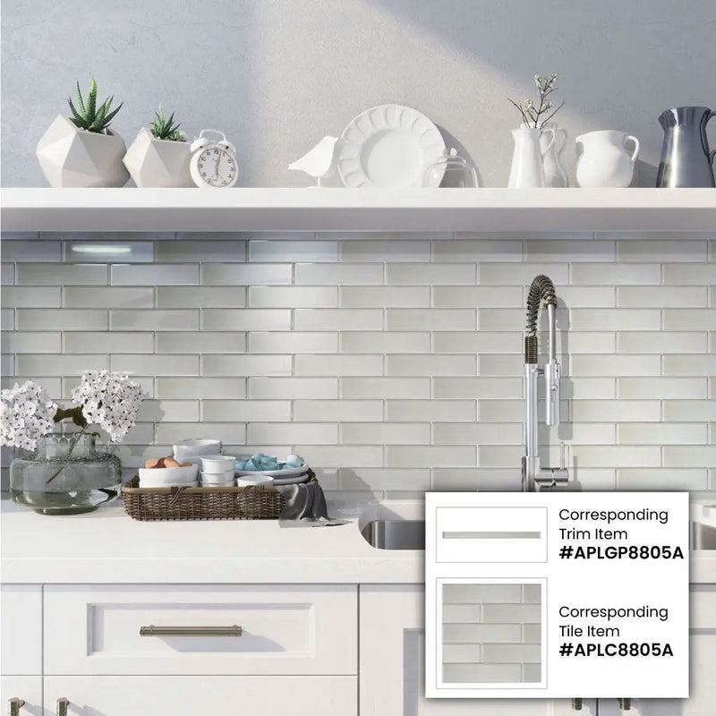 Snow White 0.5x12 Glossy Glass Pencil Tile Trim (10 pack, 0.5 sq ft/case) by Apollo Tile