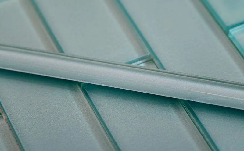 Tiffany Blue 0.6x12 Glossy Glass Pencil Tile Trim (10 pack, 0.5 sq ft/case) by Apollo Tile