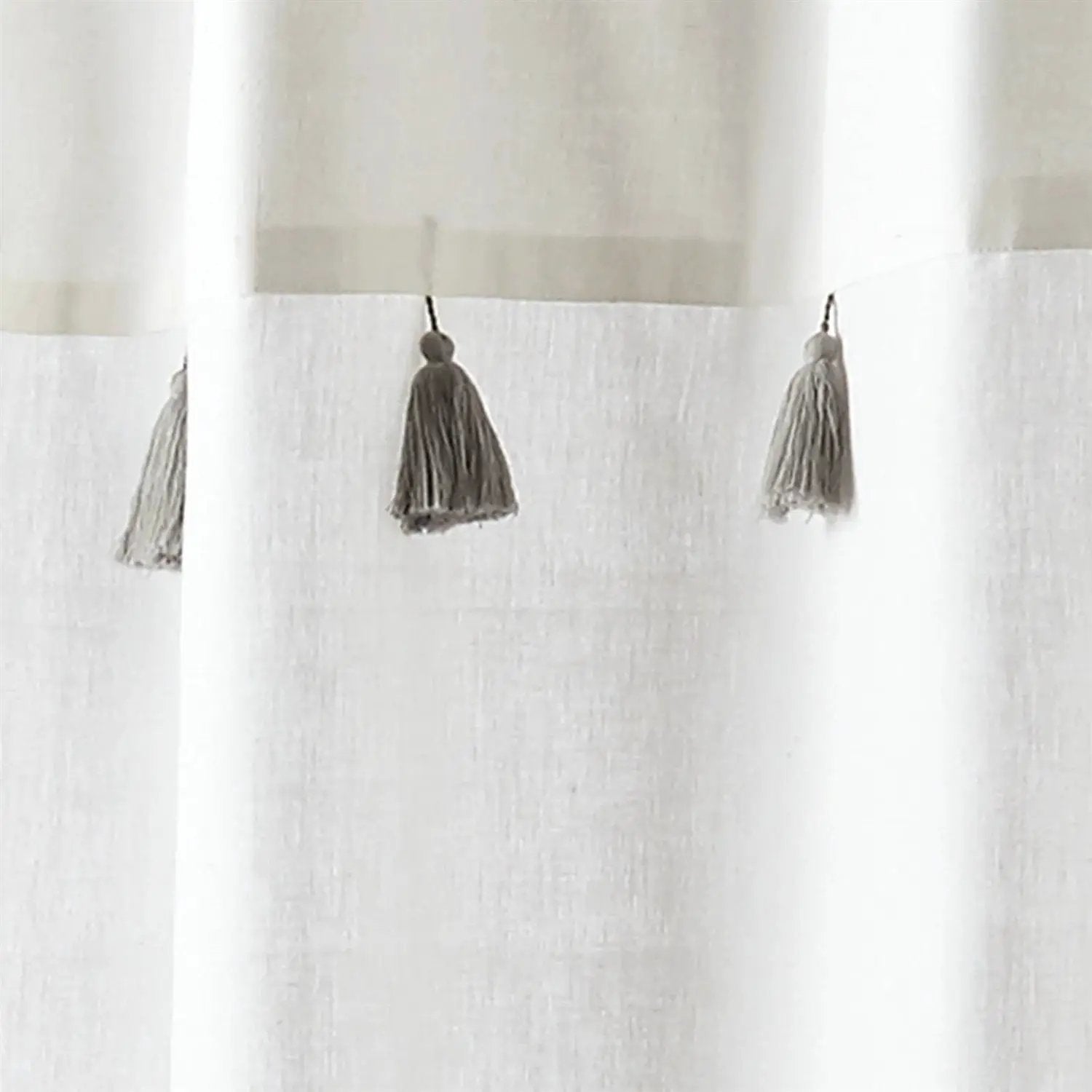 72-inch Grey and White Stripes Cotton Shower Curtain with Tassels by HomePacific