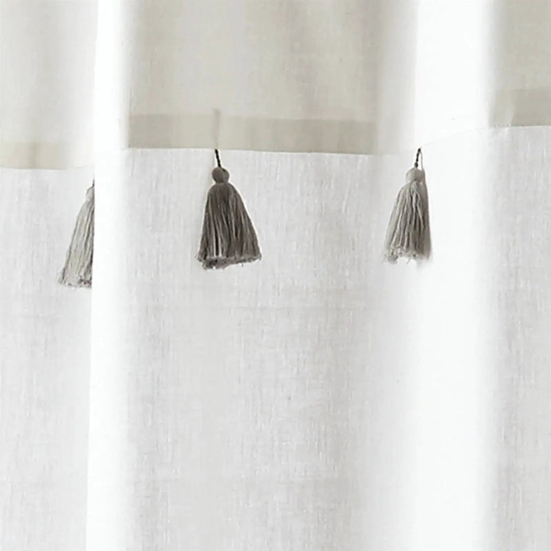 72-inch Grey and White Stripes Cotton Shower Curtain with Tassels by HomePacific