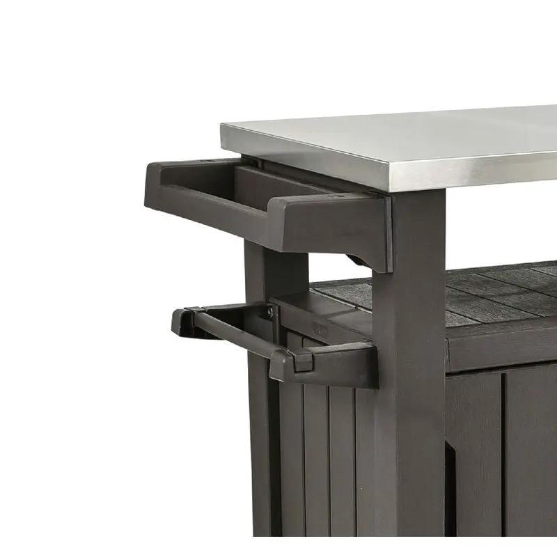 Outdoor Grill Party Caster Bar Serving Cart with Storage Dark Brown by HomePacific
