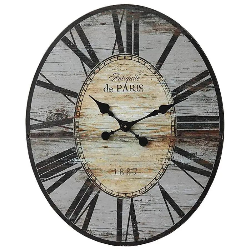 Gray Oversized Distressed Paris Wood Wall Clock by HomePacific