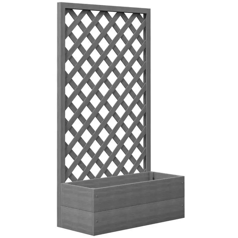 Outdoor Raised Garden Bed Planter Box with Lattice Trellis in Grey Wood Finish by HomePacific