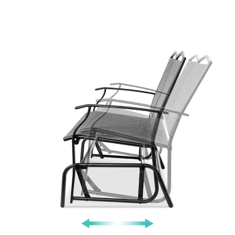 2 Seater Mesh Patio Loveseat Swing Glider Rocker with Armrests in Grey by HomePacific