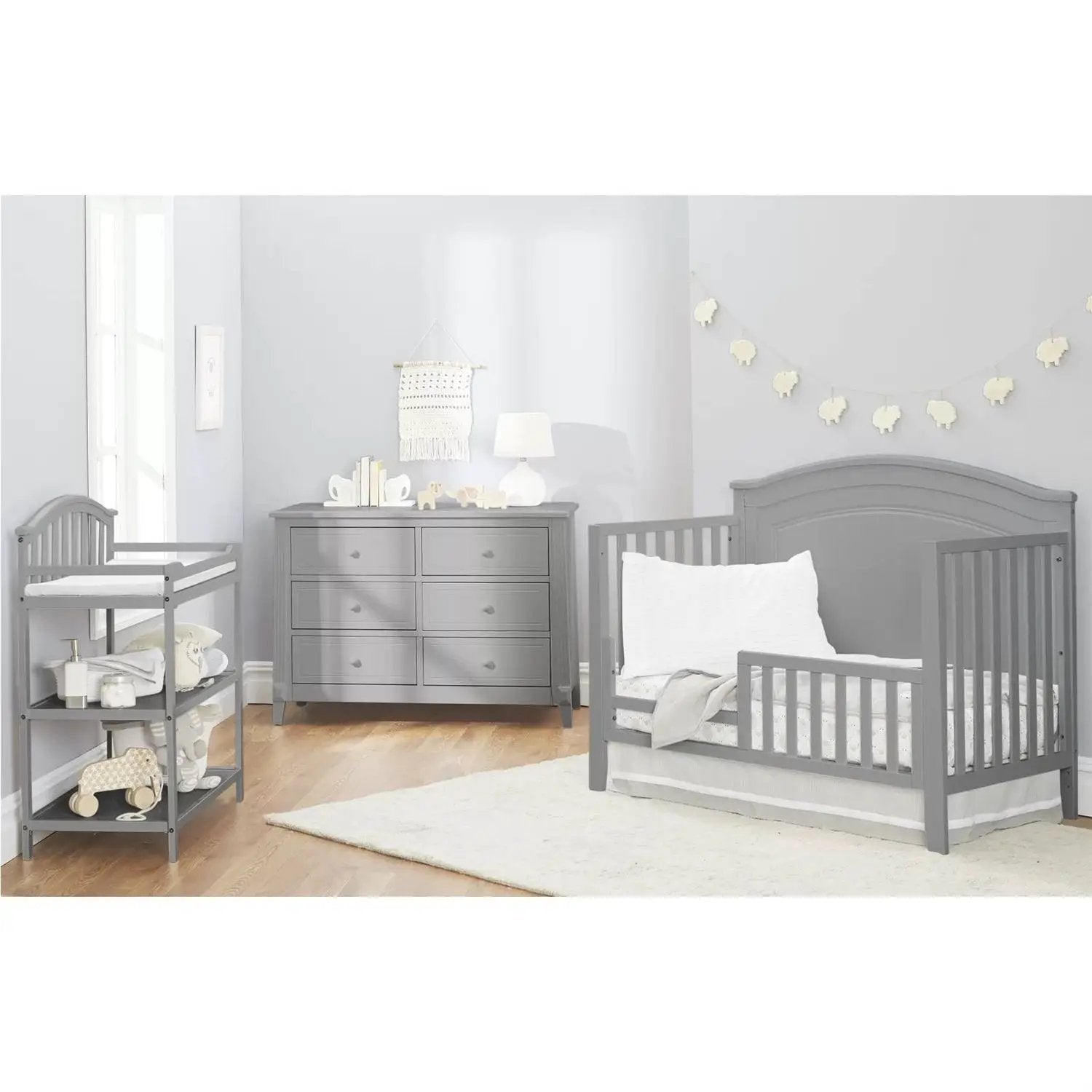 SF Home Solid Wood Convertible Crib in Grey - Toddler Bed Sold Separately by HomePacific