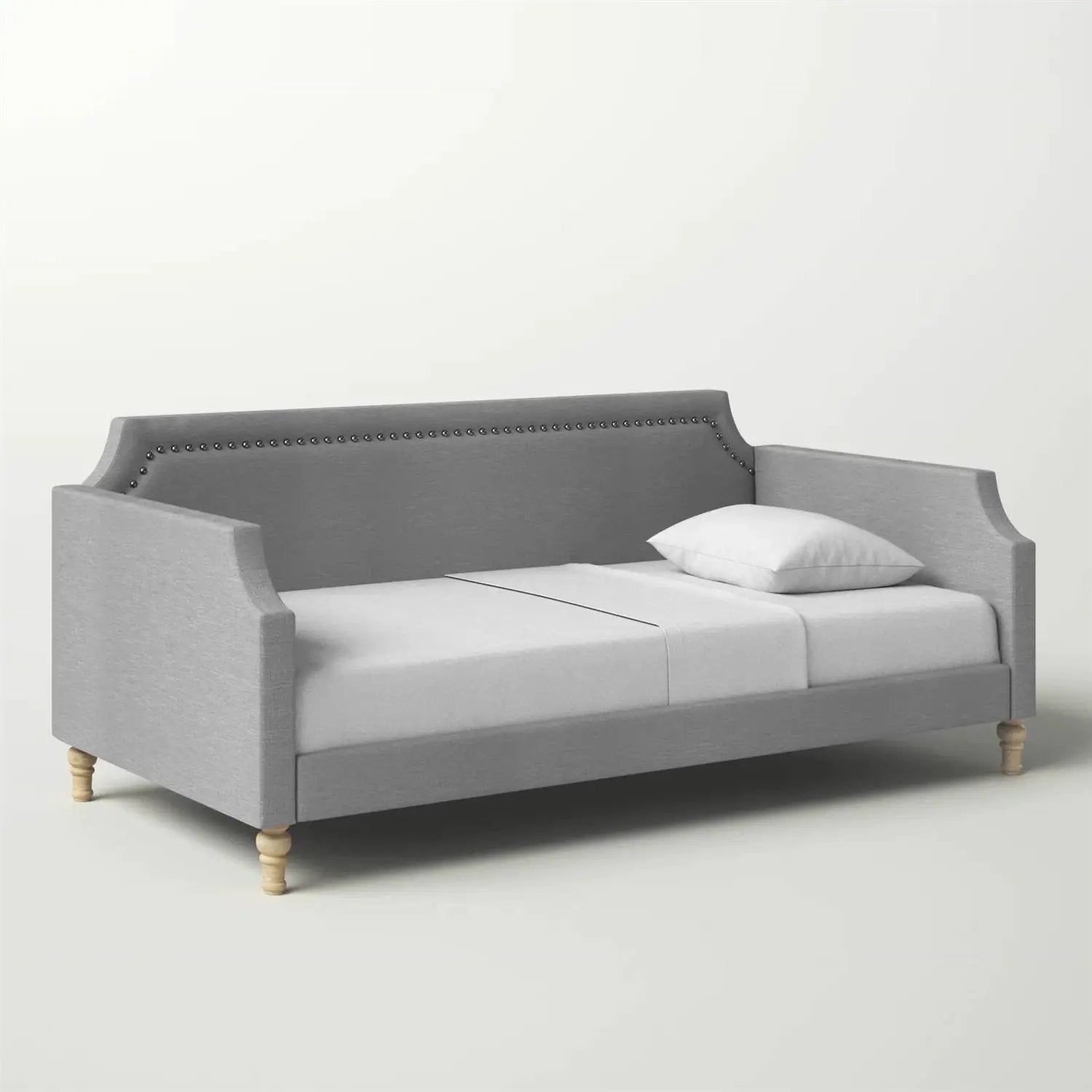 Twin size Grey Polyester Fabric Upholstered Daybed with Nailhead Trim by HomePacific