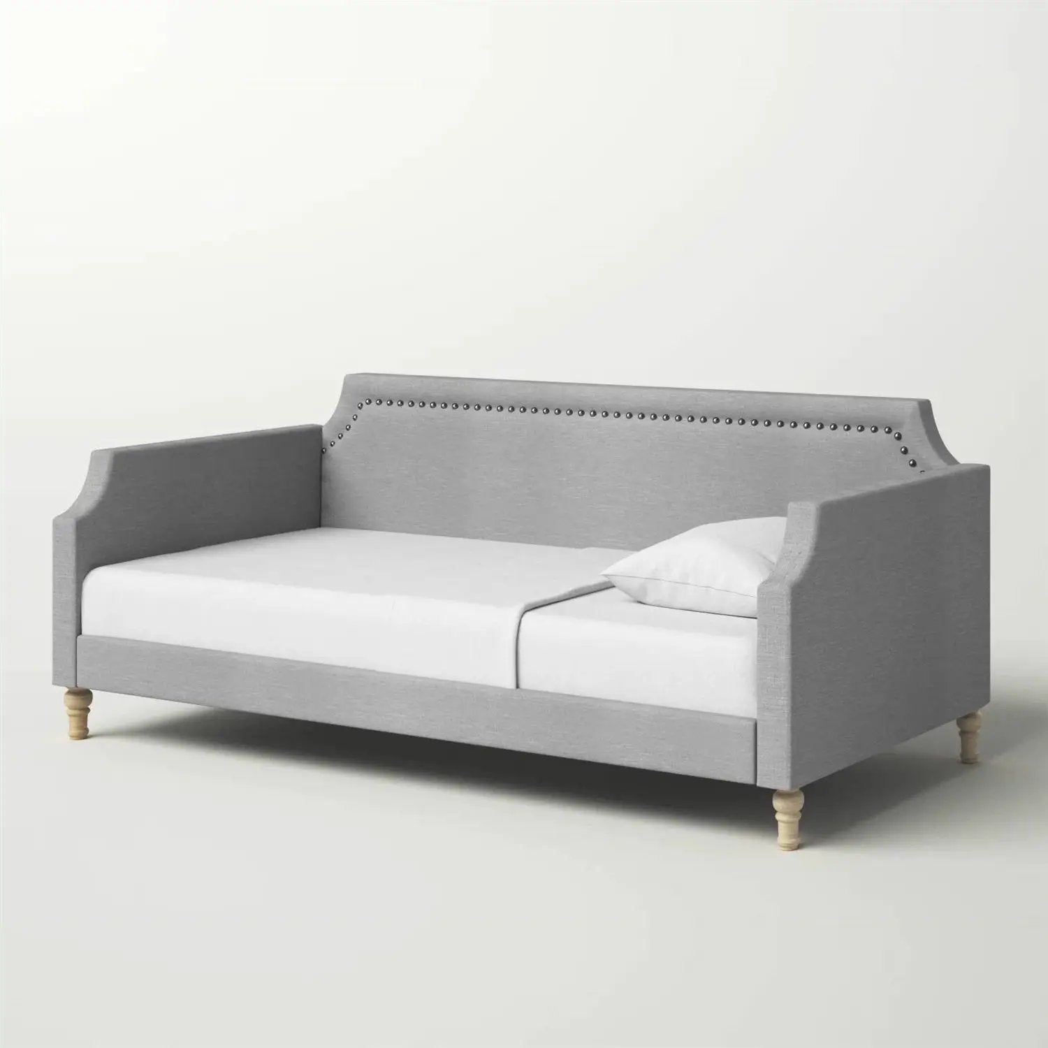 Twin size Grey Polyester Fabric Upholstered Daybed with Nailhead Trim by HomePacific