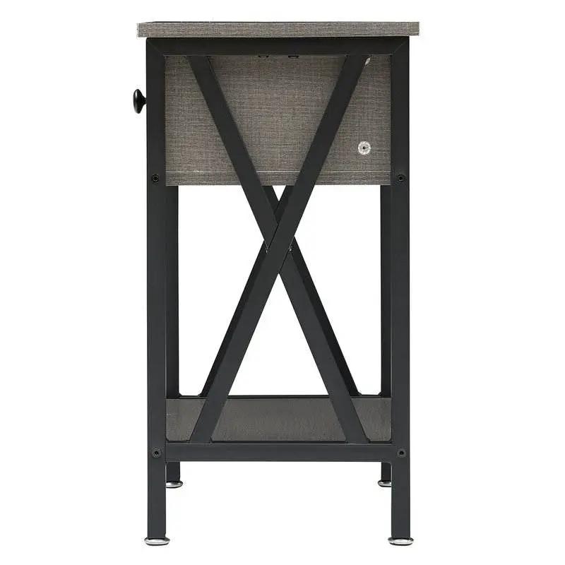 Set of 2 - 1 Drawer Nightstand in Grey and Black Wood Finish by HomePacific