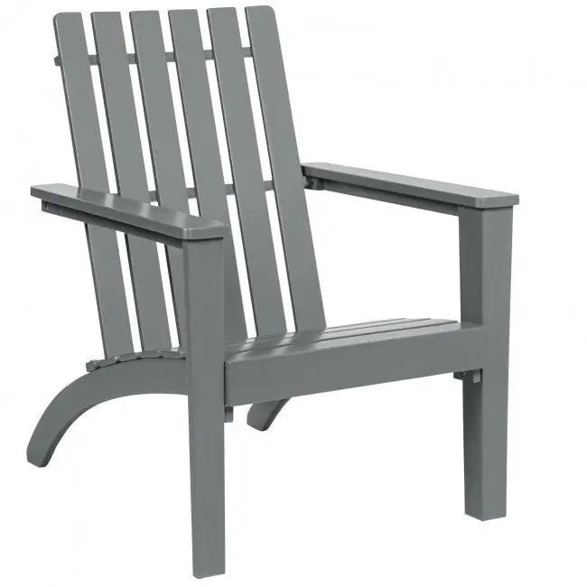 Indoor/Outdoor Acacia Wood Adirondack Lounge Armchair - Grey by HomePacific