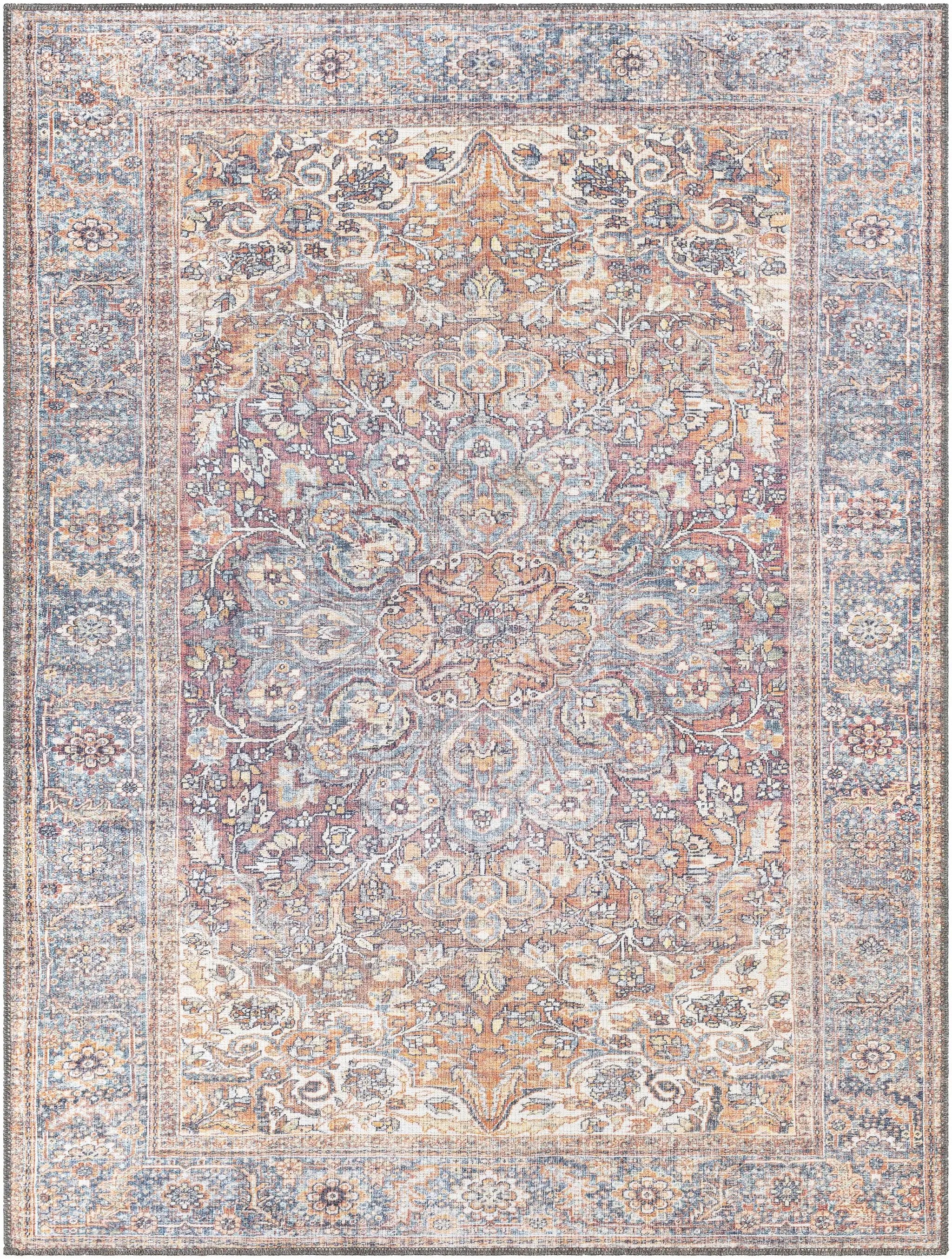 Rust Gardnertown Medallion Washable Area Rug - Clearance by Boutique Rugs