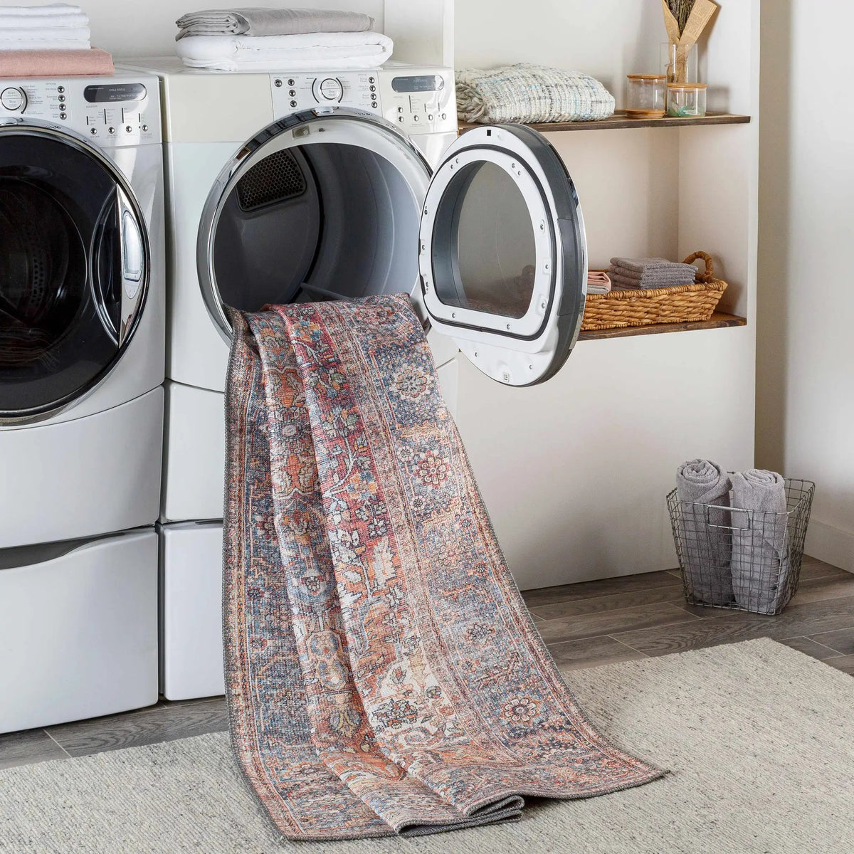 Rust Gardnertown Medallion Washable Area Rug - Clearance, photo 10 of 15