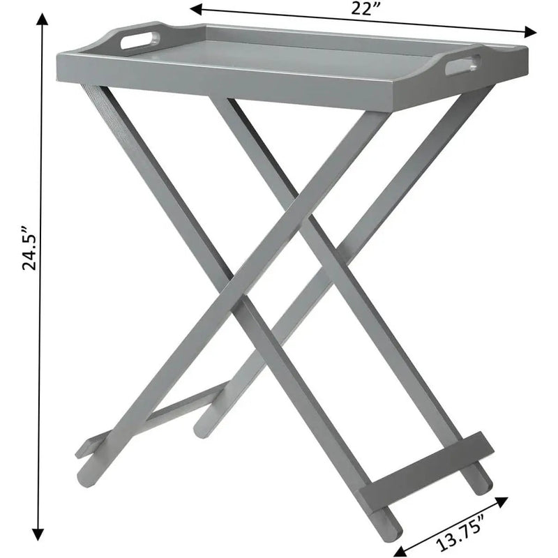 Folding TV Tray Bedside Table in Grey Wood Finish by HomePacific
