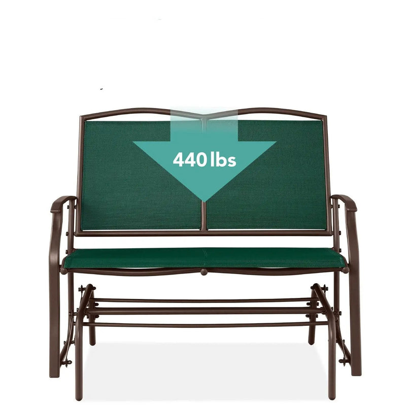 2 Seat Mesh Patio Loveseat Swing Glider Rocker with Armrests in Hunter Green by HomePacific