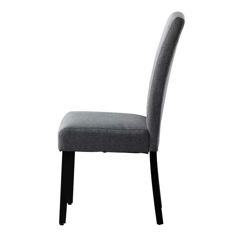 Set of 2 Modern Grey Fabric Upholstered Dining Chair with Black Wood Legs by HomePacific