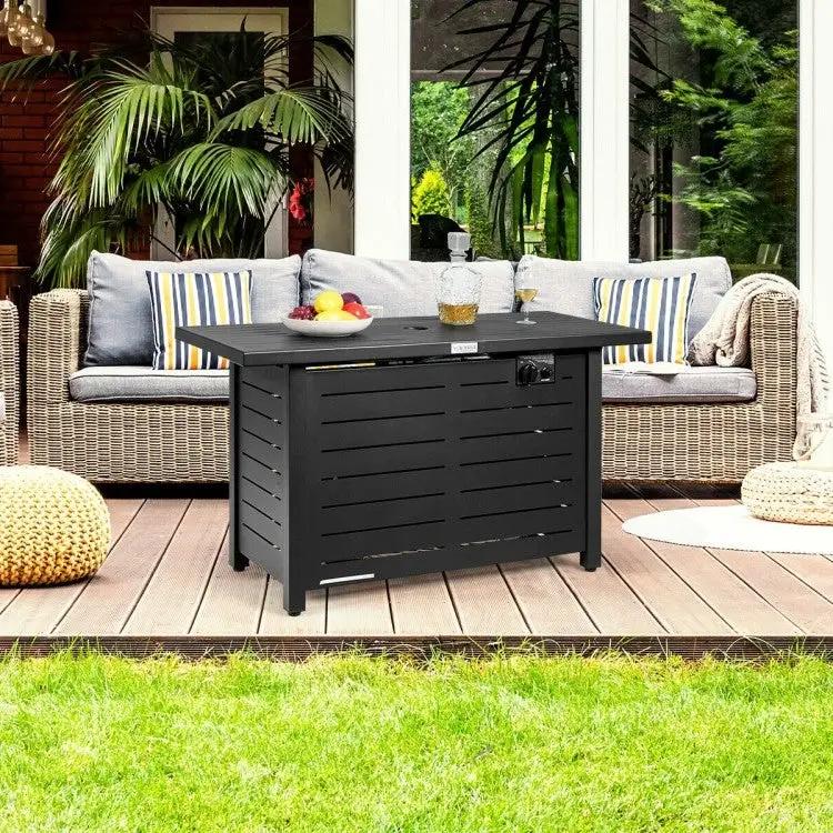 60,000 BTU Brown Rectangular Portable LP Gas Propane Fire Pit Table by HomePacific