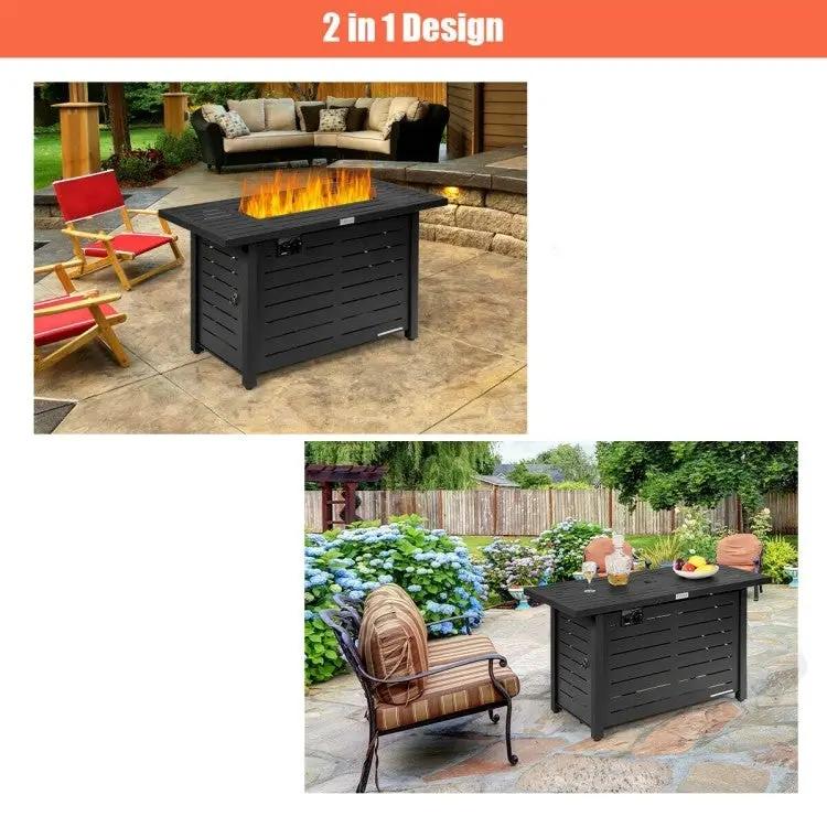 60,000 BTU Brown Rectangular Portable LP Gas Propane Fire Pit Table by HomePacific