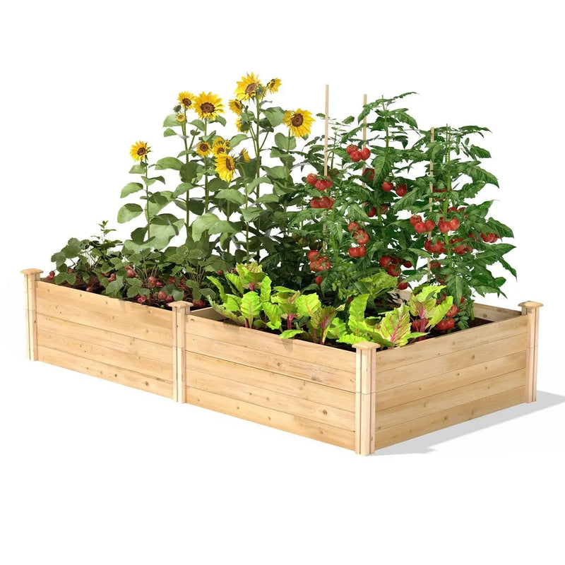 17-inch High Cedar Wood Raised Garden Bed 4 ft x 8 ft - Made in USA by HomePacific