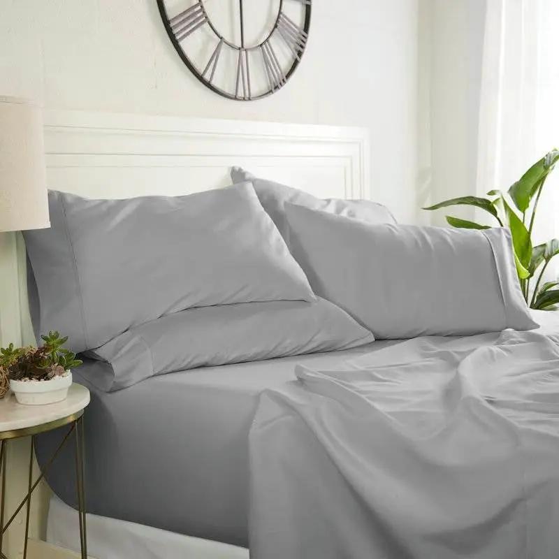 Full size Grey 6 Piece Wrinkle Resistant Microfiber Polyester Sheet Set by HomePacific