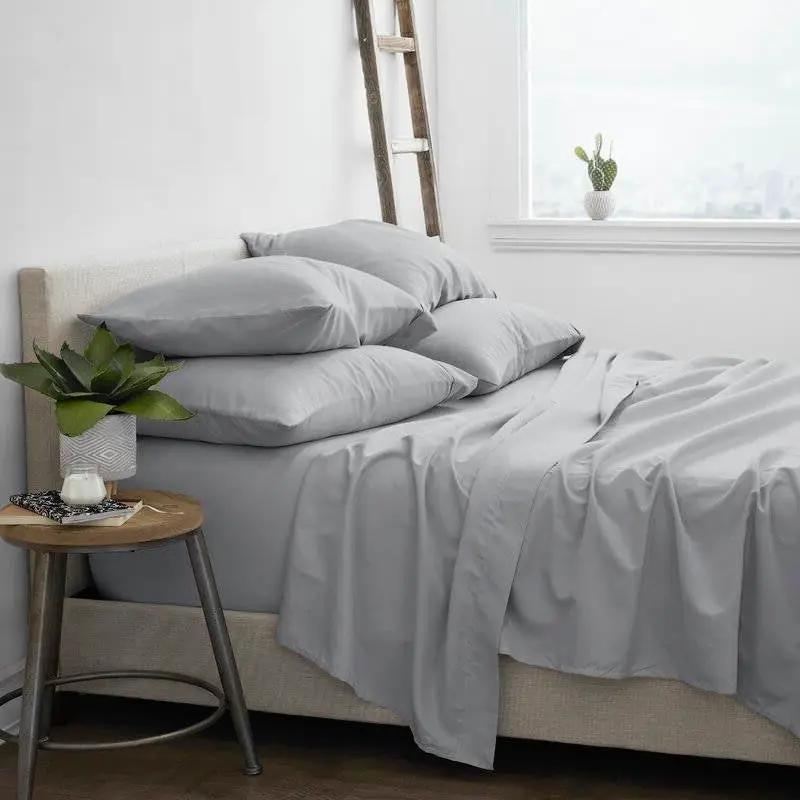 Full size Grey 6 Piece Wrinkle Resistant Microfiber Polyester Sheet Set by HomePacific