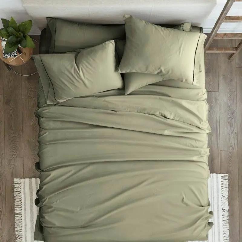 Full Size Sage 6 PCS Soft Wrinkle Resistant Microfiber Polyester Sheet Set by HomePacific