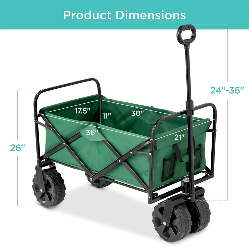 Green Heavy Duty Collapsible Multipurpose Indoor/Outdoor Utility Garden Cart by HomePacific