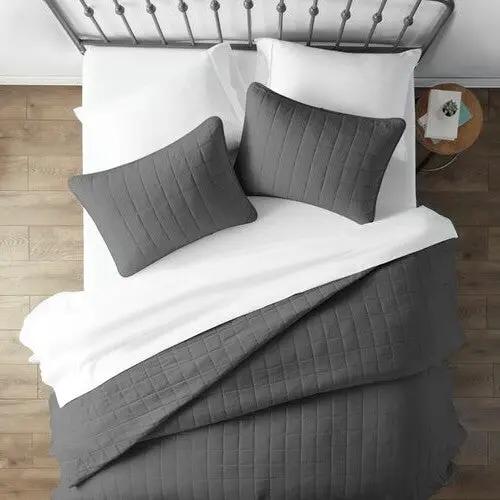 3 Piece Microfiber Farmhouse Coverlet Bedspread Set Grey, King/California King by HomePacific