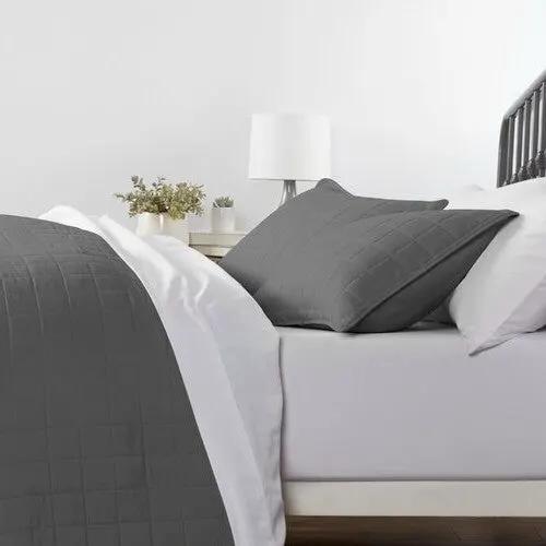 3 Piece Microfiber Farmhouse Coverlet Bedspread Set Grey, King/California King by HomePacific