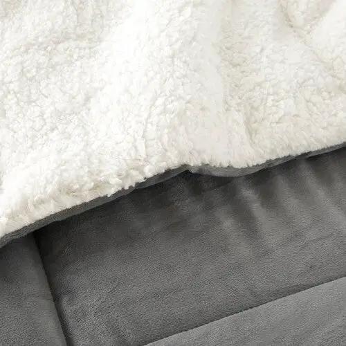 King Plush Microfiber Reversible Comforter Set in Grey by HomePacific
