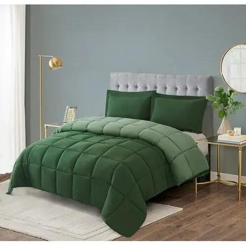 King/Cal King Traditional Microfiber Reversible 3 Piece Comforter Set in Green by HomePacific