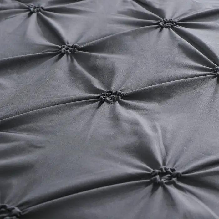 King Size All Season Pleated Hypoallergenic Microfiber Reversible 3 Piece Comforter Set in Gray by HomePacific