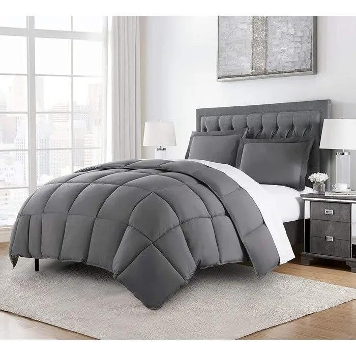 King Size Reversible Microfiber Down Alternative Comforter Set in Grey by HomePacific