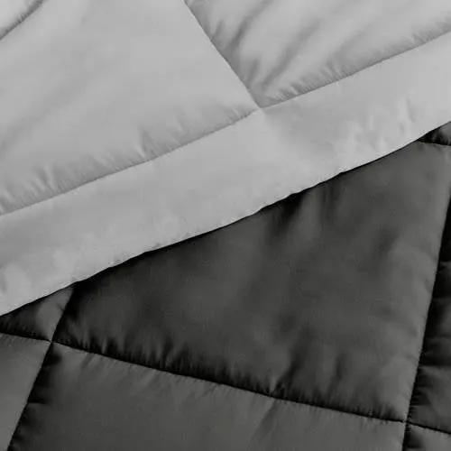 King/Cal King 3-Piece Microfiber Reversible Comforter Set in Grey / Light Grey by HomePacific