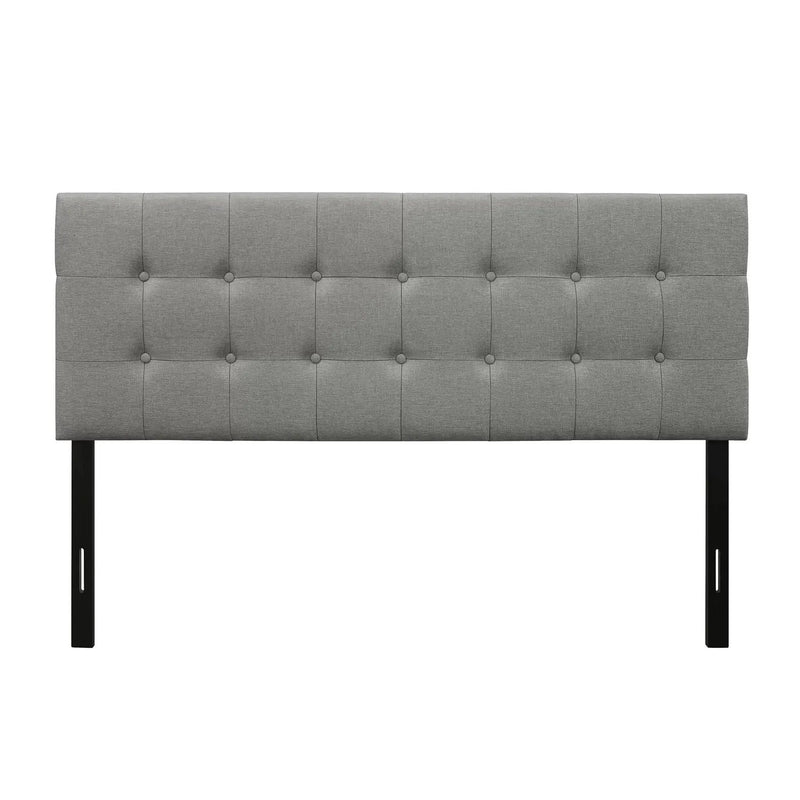 King size Mid-Century Style Button-Tufted Headboard in Grey Upholstered Fabric by HomePacific