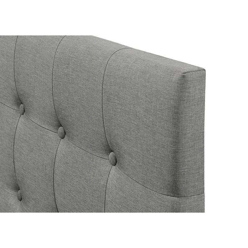 King size Mid-Century Style Button-Tufted Headboard in Grey Upholstered Fabric by HomePacific
