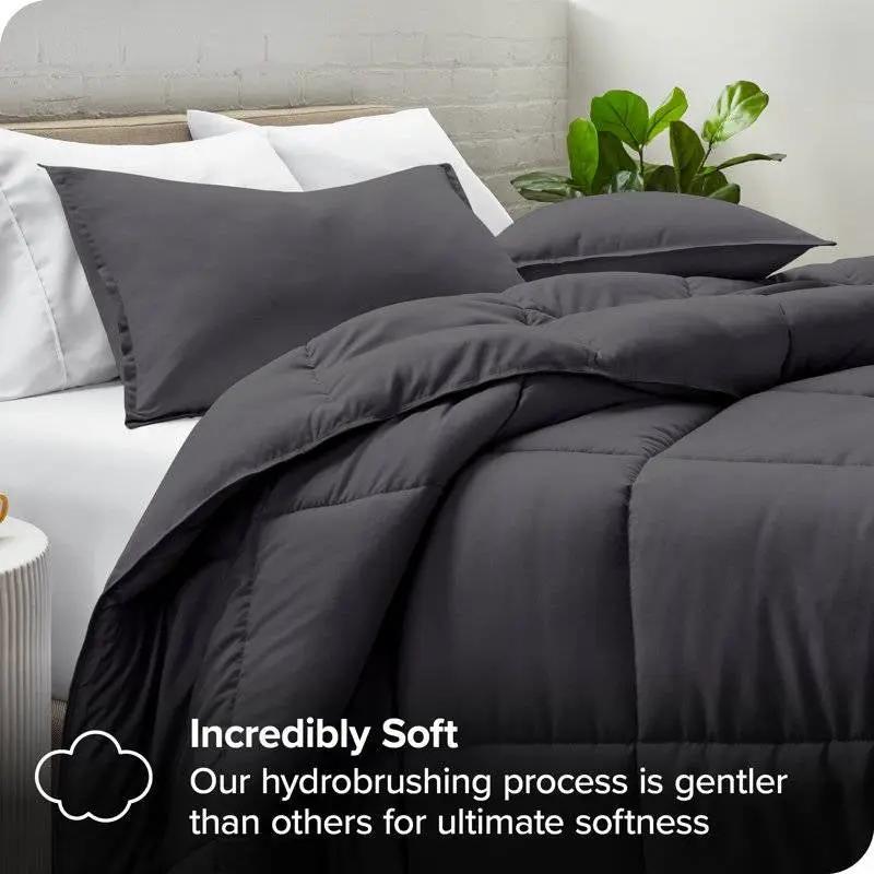 King/Cal King Size All Season Super Soft Down Alternative Comforter Set Grey by HomePacific
