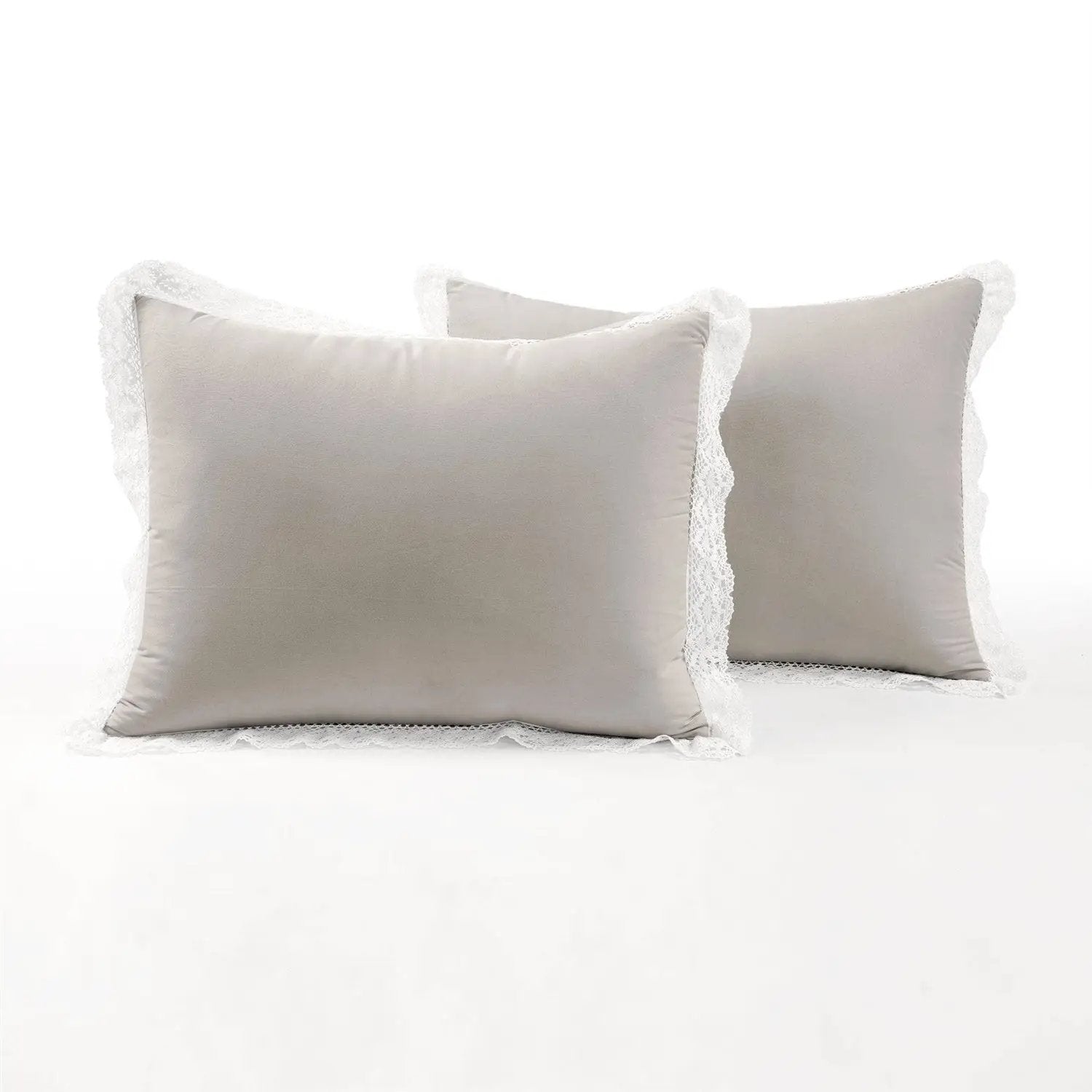 King French Country Grey 5-Piece Lightweight Comforter Set with Lace Trim by HomePacific