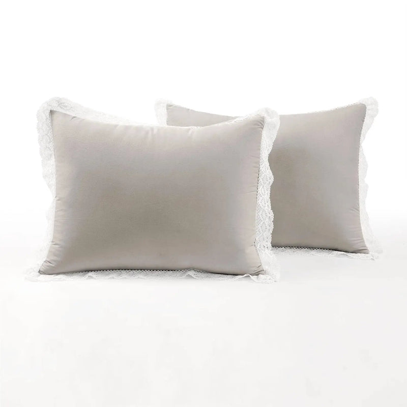 King French Country Grey 5-Piece Lightweight Comforter Set with Lace Trim by HomePacific