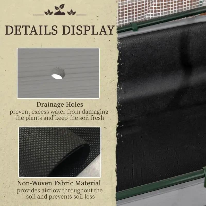 Grey Wood Elevated Raised Garden Bed Planter with Greenhouse Cover by HomePacific