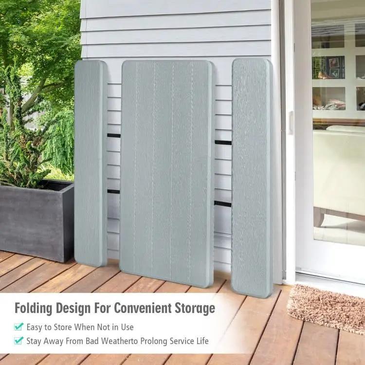 Grey Folding Picnic Table with 2 Benches Outdoor Patio Dining Set