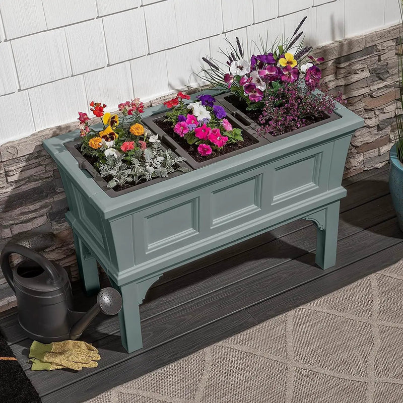 Green Rectangular Raised Garden Bed Planter Box with 3 Removeable Trays by HomePacific